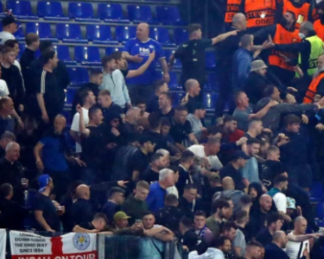 Leicester City fans clash with officials after fall of conference